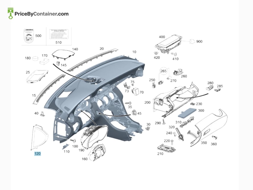 MERCEDES-BENZ 2056801307 — MERCEDES BENZ GENUINE COVER INSTRUMENT PANEL A2056801307