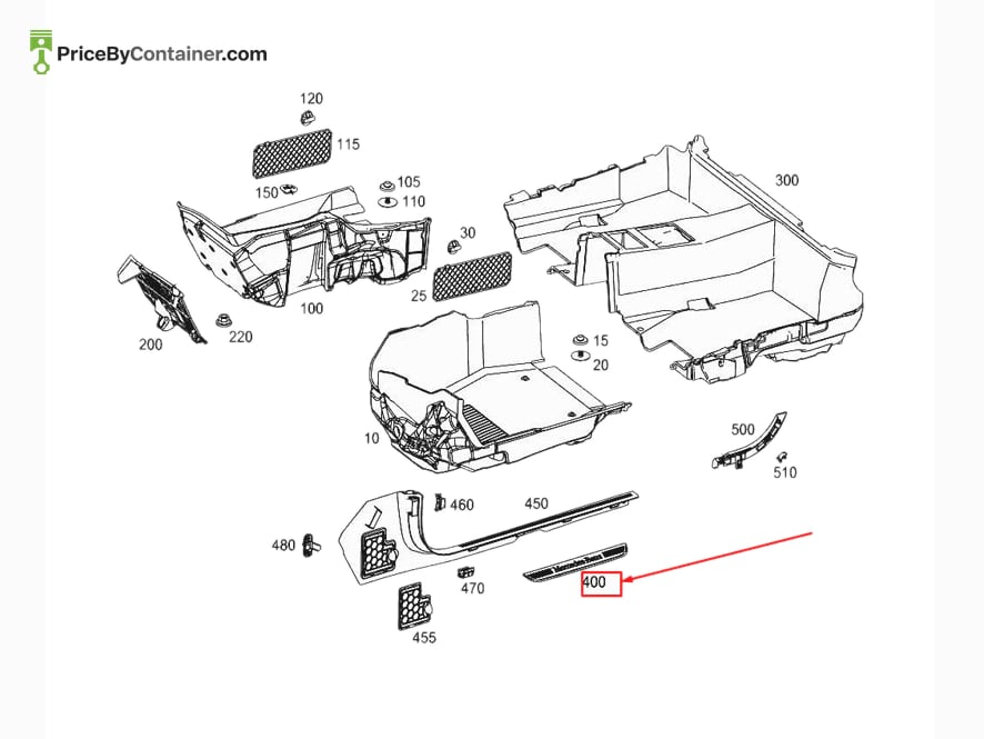 MERCEDES-BENZ 2056801335 — MERCEDES BENZ GENUINE COVER RAIL A2056801335