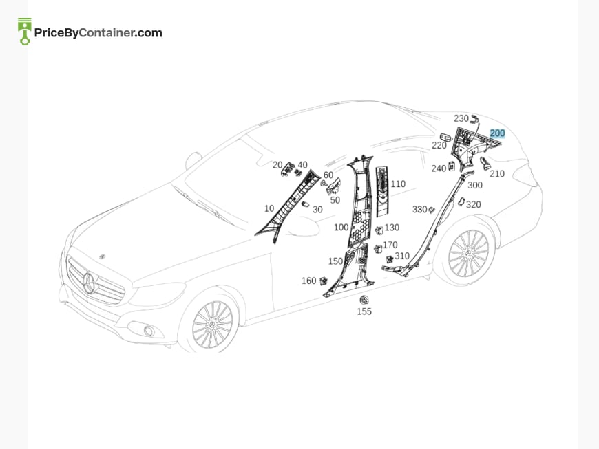 MERCEDES-BENZ 20569078049F93 — MERCEDES BENZ GENUINE C PILLAR TRIM A20569078049F93