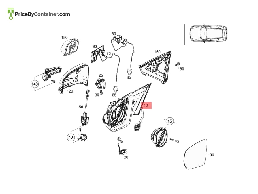 MERCEDES-BENZ 2058100100 — MERCEDES BENZ GENUINE MIRROR FRAME A2058100100