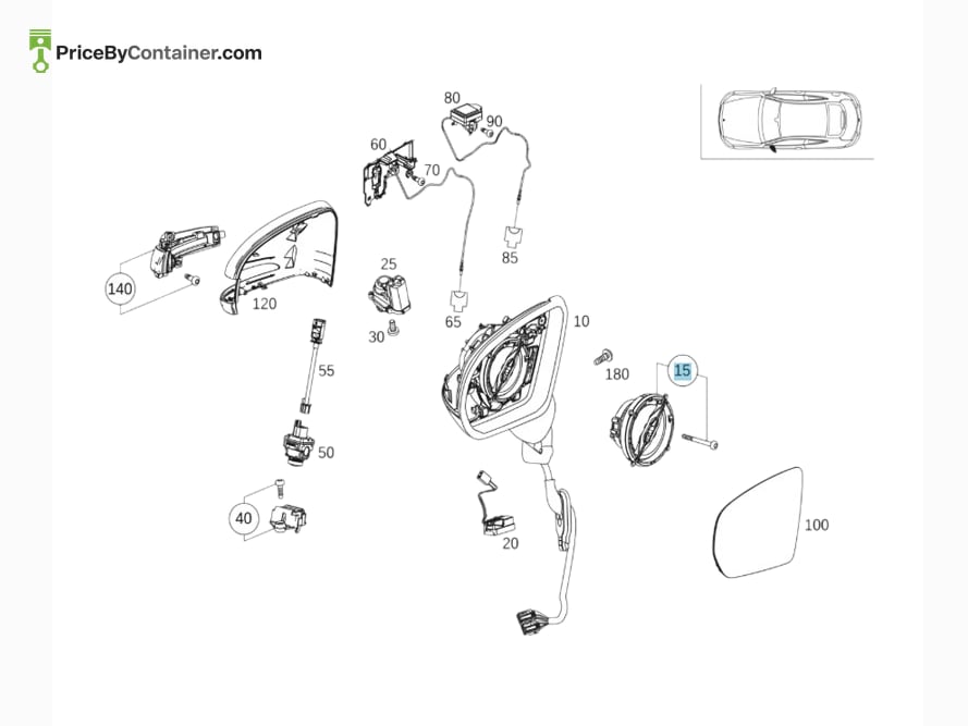 MERCEDES-BENZ 2058200900 — MERCEDES BENZ GENUINE ADJ. DRIVE, MIRROR GLASS A2058200900