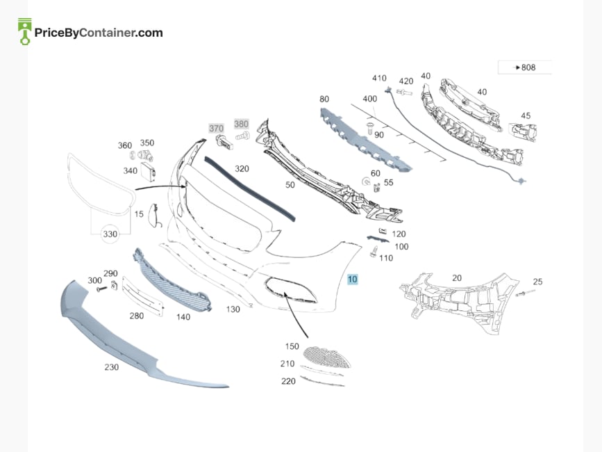MERCEDES-BENZ 20588020409999 — MERCEDES BENZ GENUINE FRONT BUMPER A20588020409999