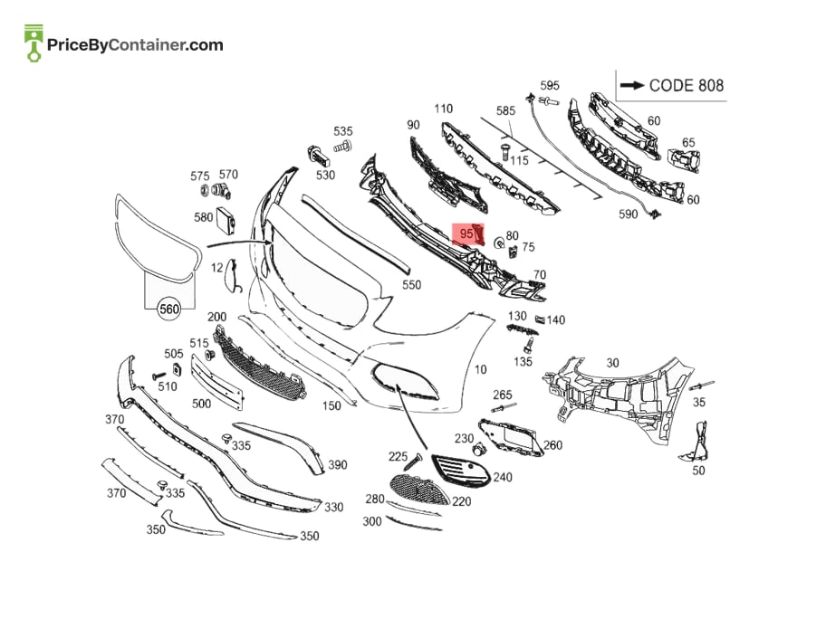MERCEDES-BENZ 2058853923 — MERCEDES BENZ GENUINE COVER. BUMPER AREA A2058853923