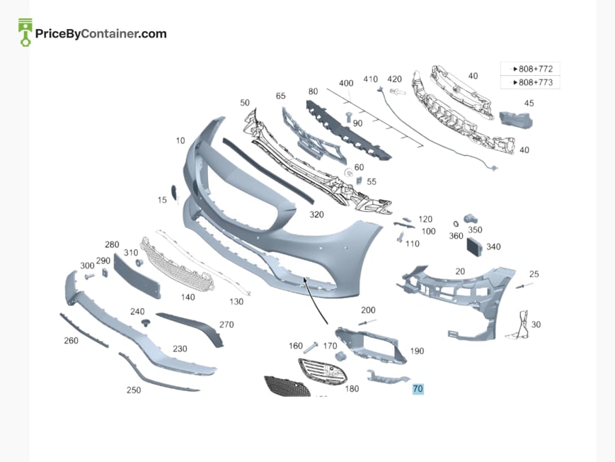 MERCEDES-BENZ 2058855802 — MERCEDES BENZ GENUINE COVER, BUMPER AREA A2058855802