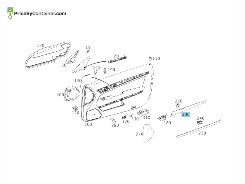 MERCEDES-BENZ 20772024222A04 — MERCEDES BENZ GENUINE DOOR TRIM A20772024222A04