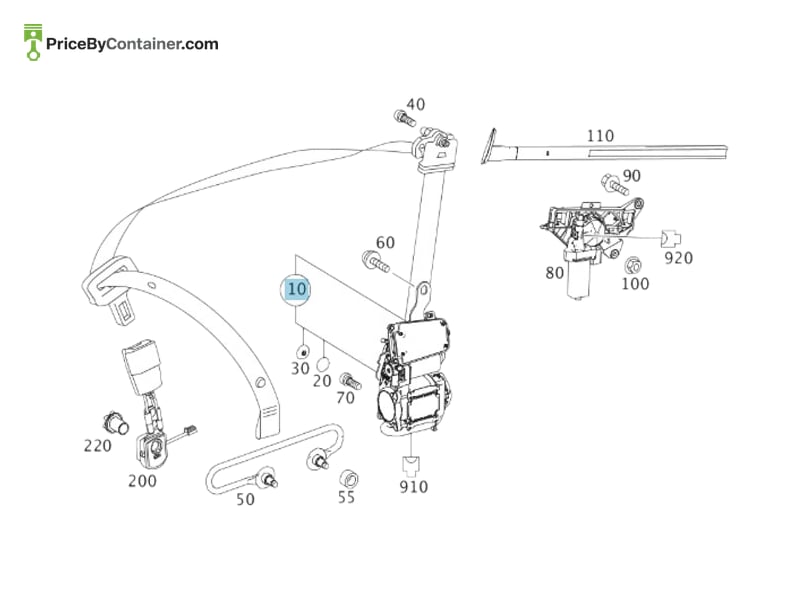 MERCEDES-BENZ 2078604485 — MERCEDES BENZ GENUINE SEAT BELT 8P19 A2078604485