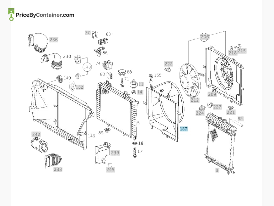 MERCEDES-BENZ 2105050855 — MERCEDES BENZ GENUINE FAN SHROUD A2105050855