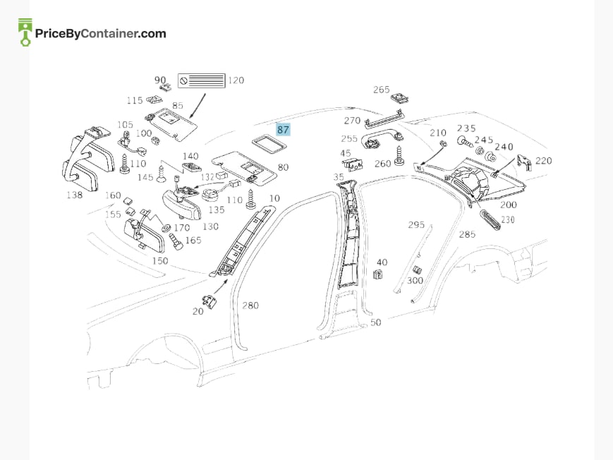 MERCEDES-BENZ 21081025107D84 — MERCEDES BENZ GENUINE SUN VISOR A21081025107D84
