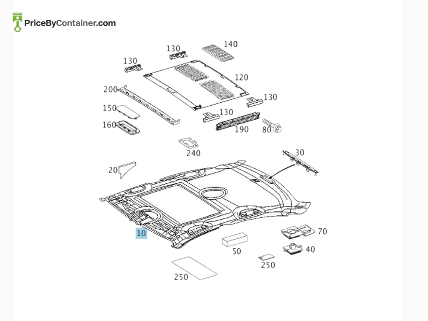 MERCEDES-BENZ 21169036507F84 — MERCEDES BENZ GENUINE TRIM ROOF A21169036507F84