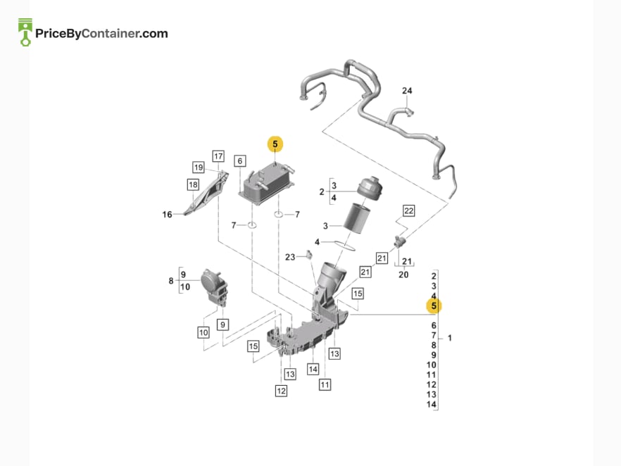 PORSCHE 0PB117022 — PORSCHE GENUINE ENGINE OIL COOLER 0PB117022