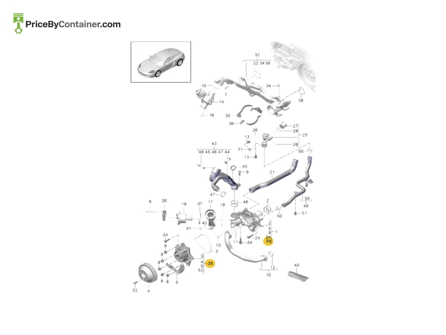 PORSCHE 0PC121005A — PORSCHE GENUINE COOLANT PUMP 0PC121005A