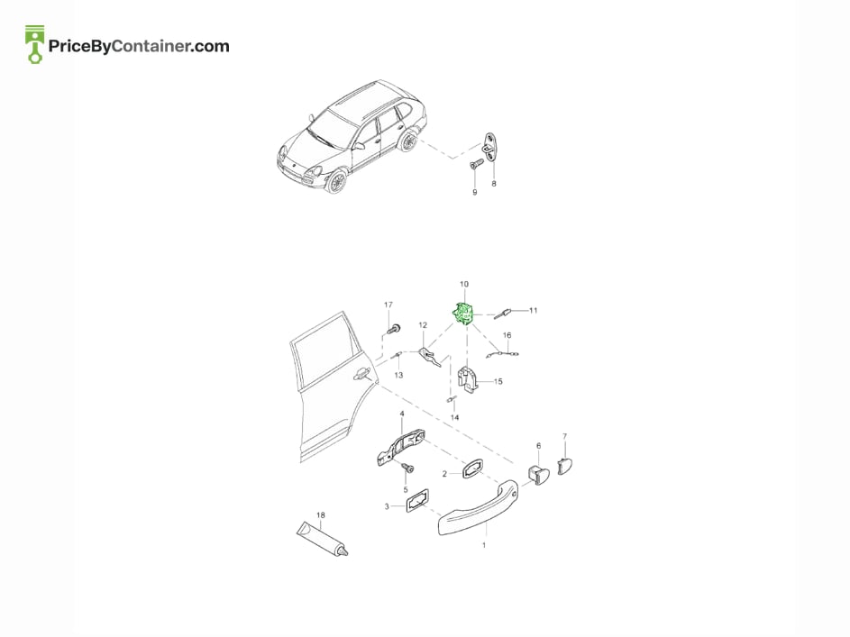 PORSCHE 95553201000G2X — PORSCHE GENUINE DOOR HANDLE RR 95553201000G2X
