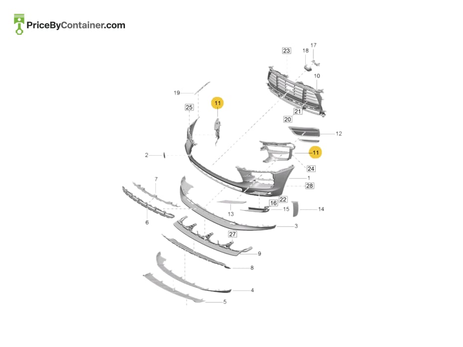 PORSCHE 95B807682Q1E0 — PORSCHE GENUINE GRILLE 95B807682Q1E0