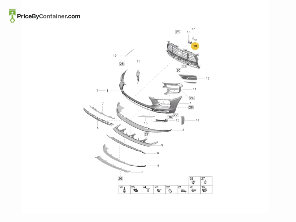 PORSCHE 95B807683CH1E0 — PORSCHE GENUINE GRILL BLACK 95B807683CH1E0