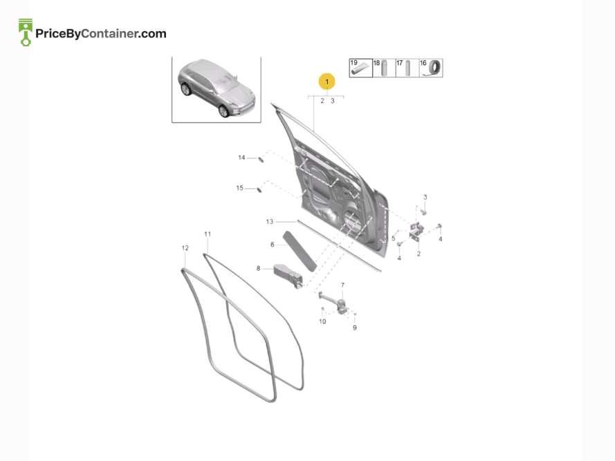 PORSCHE 95B831022BGRV — PORSCHE GENUINE RH FRONT DOOR 95B831022BGRV