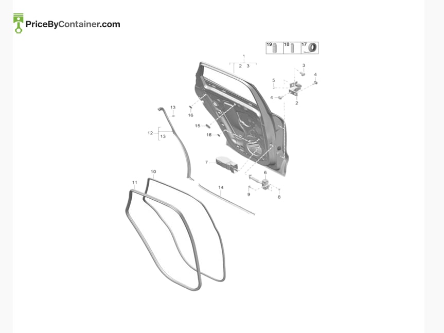 PORSCHE 95B833022BGRV — PORSCHE GENUINE RH DOOR REAR 95B833022BGRV