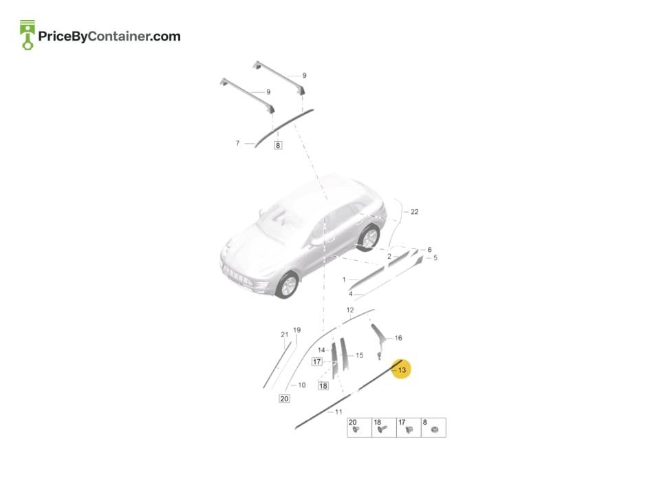 PORSCHE 95B839476EA78 — PORSCHE GENUINE MOULDING BLACK MAT 95B839476EA78