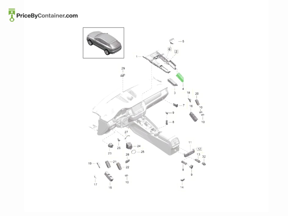 PORSCHE 95B907041BMDML — PORSCHE GENUINE CONTROL PANEL WITH PUSHBUTTONS 95B907041BMDML