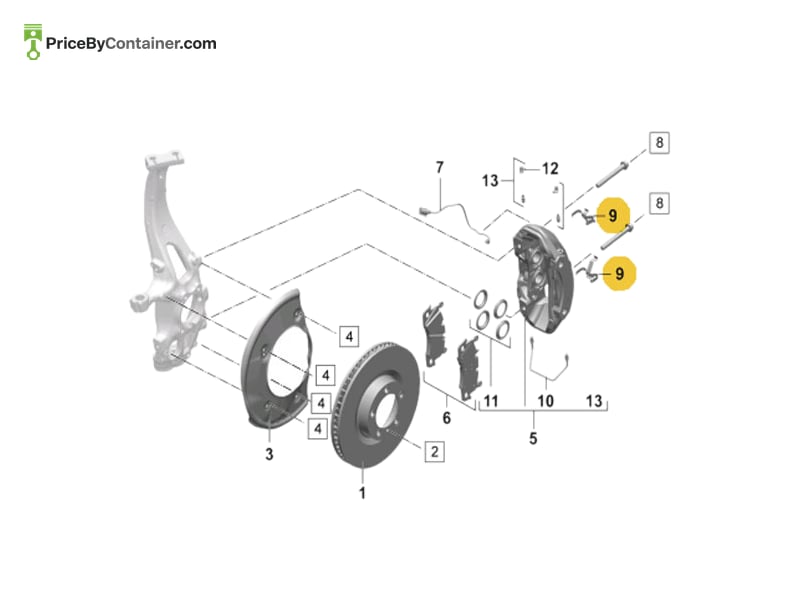 PORSCHE 95C615269B — PORSCHE GENUINE BRAKE PAD SPRING 95C615269B