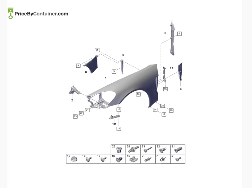 PORSCHE 971854895OK1 — PORSCHE GENUINE BRACKET FENDER LH 971854895OK1