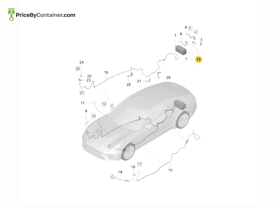 PORSCHE 971971225 — PORSCHE GENUINE BATTERY CABLE 971971225