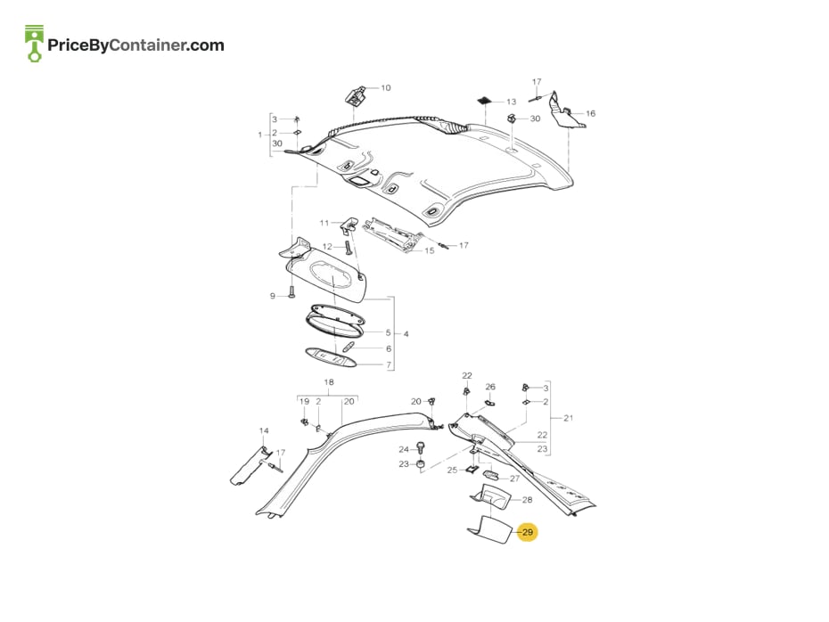 PORSCHE 987555567005Z1 — PORSCHE GENUINE COVER LH-REAR TRIM 987555567005Z1