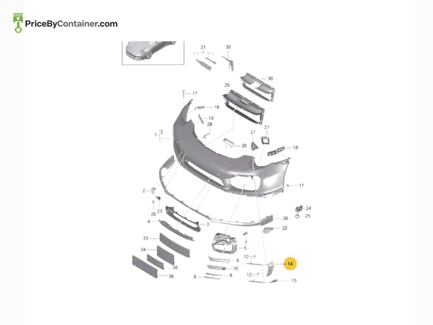 PORSCHE 991505543001E0 — PORSCHE GENUINE Air guide Black 991505543001E0