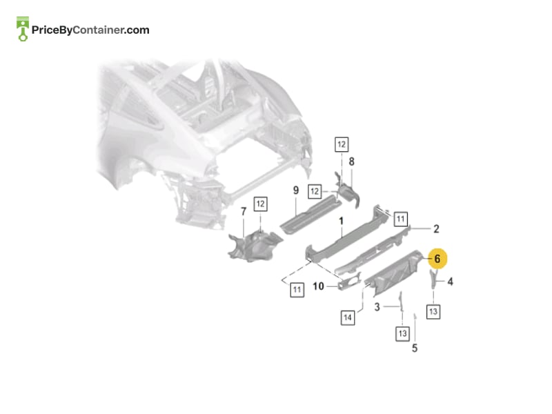 PORSCHE 992825747B — PORSCHE GENUINE HEAT SHEILD LOWER CENTER 992825747B
