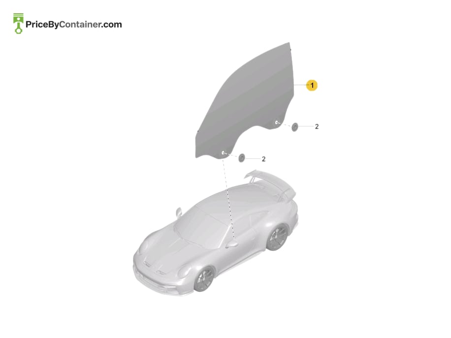 PORSCHE 992845019H — PORSCHE GENUINE DOOR WINDOW GLASS 992845019H