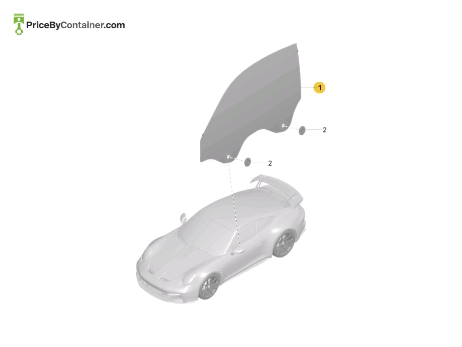 PORSCHE 992845020H — PORSCHE GENUINE GLASS RH DOOR 992845020H