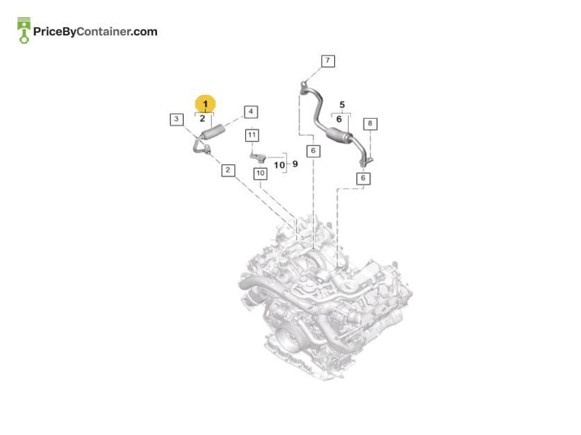 PORSCHE 9A714592001 — PORSCHE GENUINE COOLANT PIPE 9A714592001