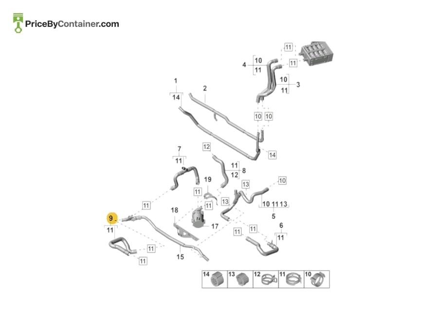 PORSCHE 9A782055600 — PORSCHE GENUINE COOLANT HOSE 9A782055600