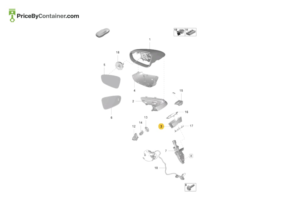 PORSCHE 9J1857577OK1 — PORSCHE GENUINE MIRROR FOOT COVER BLACK 9J1857577OK1