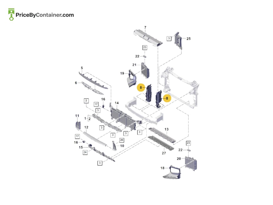 PORSCHE 9Y0121707D — PORSCHE GENUINE AIR GUIDE – REAR CENTER 9Y0121707D