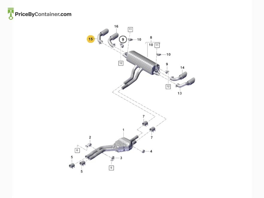 PORSCHE 9Y0253824DD — PORSCHE GENUINE TAIL PIPE 9Y0253824DD