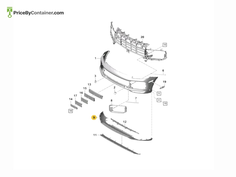 PORSCHE 9Y0807061BOK1 — PORSCHE GENUINE FRONT SPOILER BLACK MAT 9Y0807061BOK1